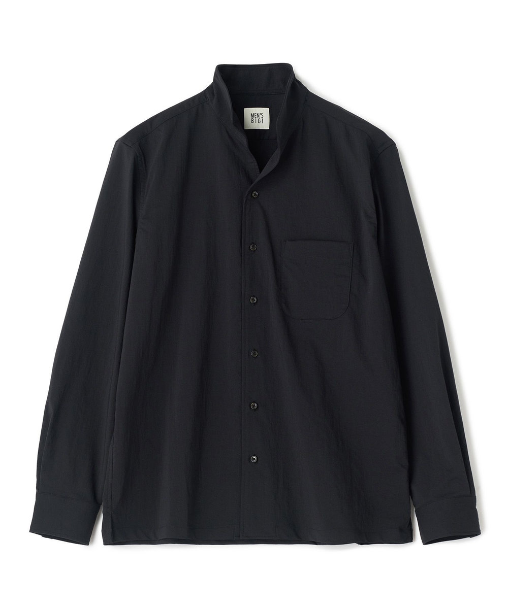 MEN'S BIGI SMARTTECH ナイロンストレッチ スタンドカラーシャツ＜接触冷感/ストレッチ/防シワ性/ウォッシャブル＞ ブラック