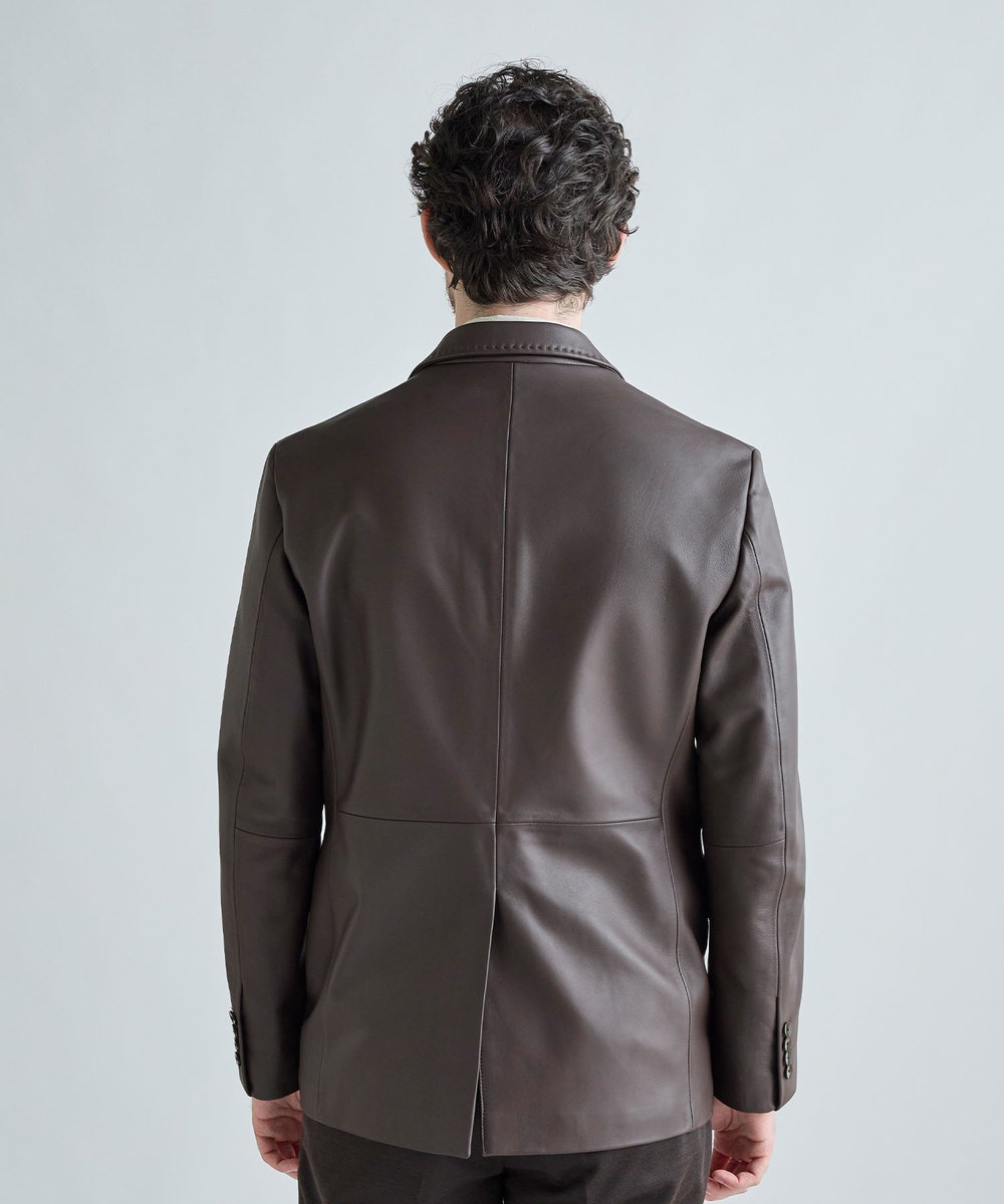 MEN'S BIGI シープレザー テーラードレザージャケット ブラウン