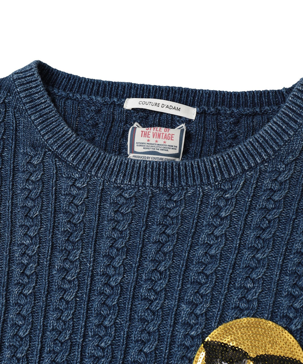 1er Arrondissement ＜COUTURE D'ADAM（クチュール ド アダム）＞コットンショートスリーブニット ブルー