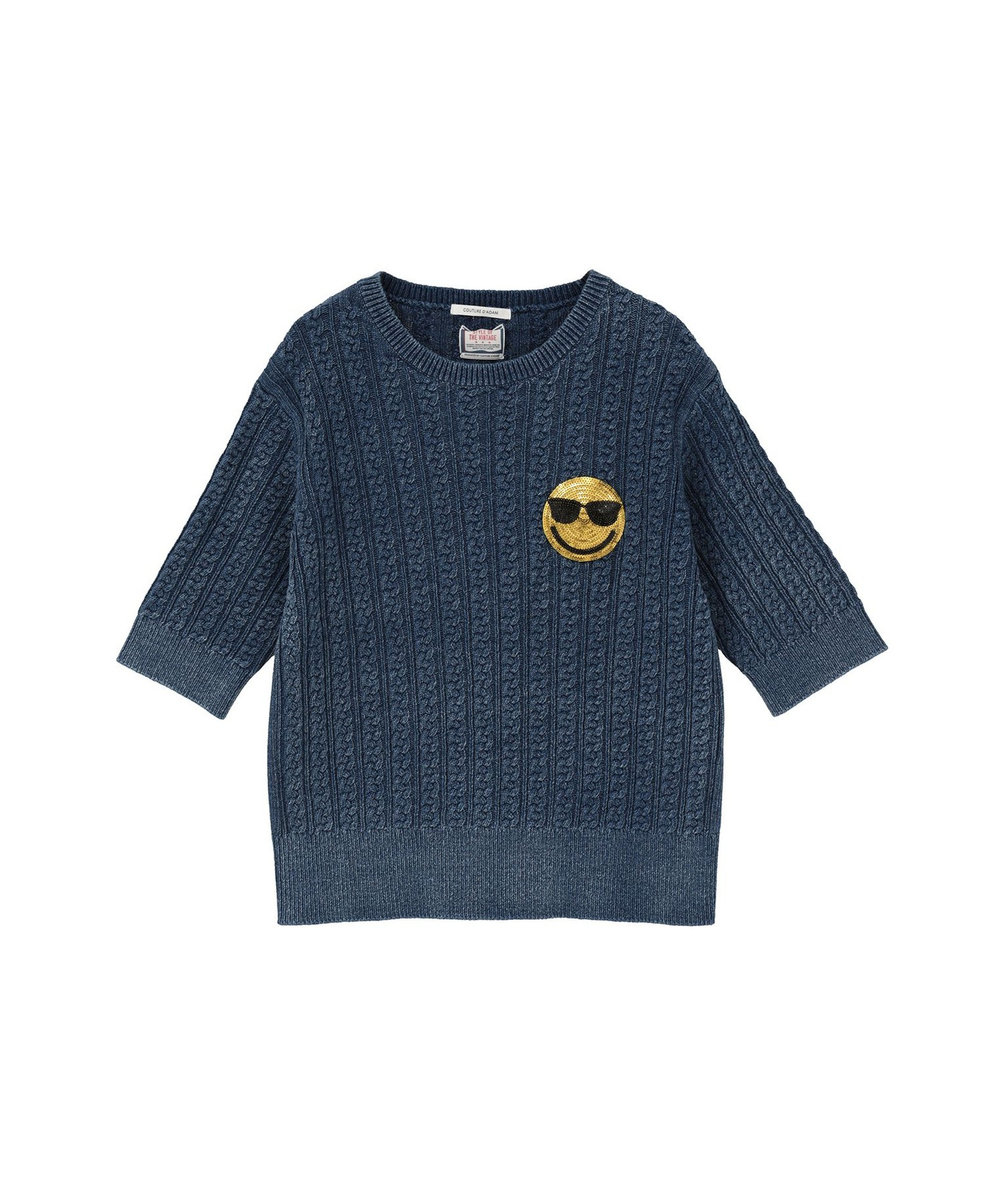1er Arrondissement ＜COUTURE D'ADAM（クチュール ド アダム）＞コットンショートスリーブニット ブルー