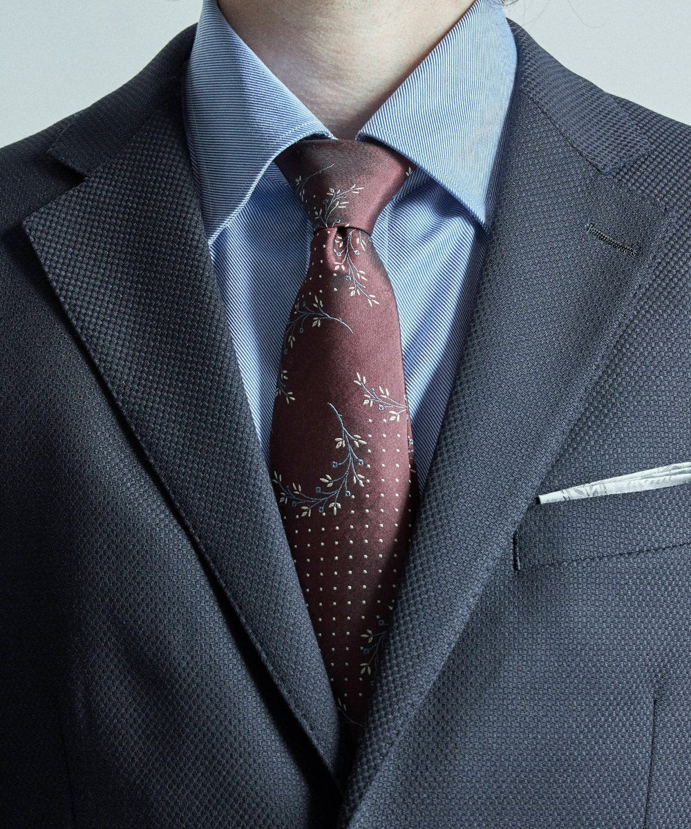 MEN'S BIGI 【TIE YOUR TIE/タイユアタイ】フィレンツェフローラル柄ネクタイ ボルドー
