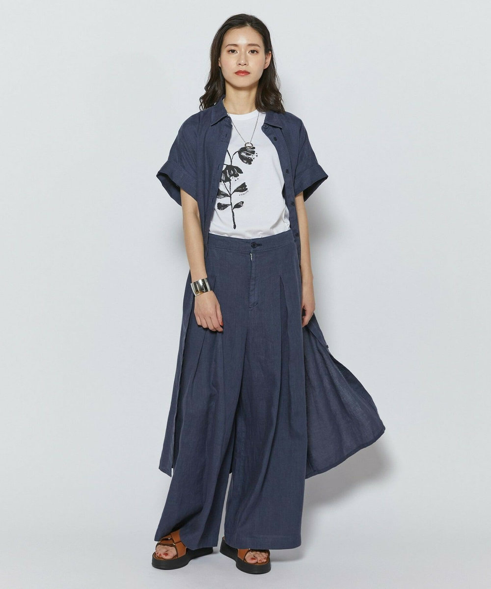 L'EQUIPE フラワー顔料プリントTシャツ ホワイト