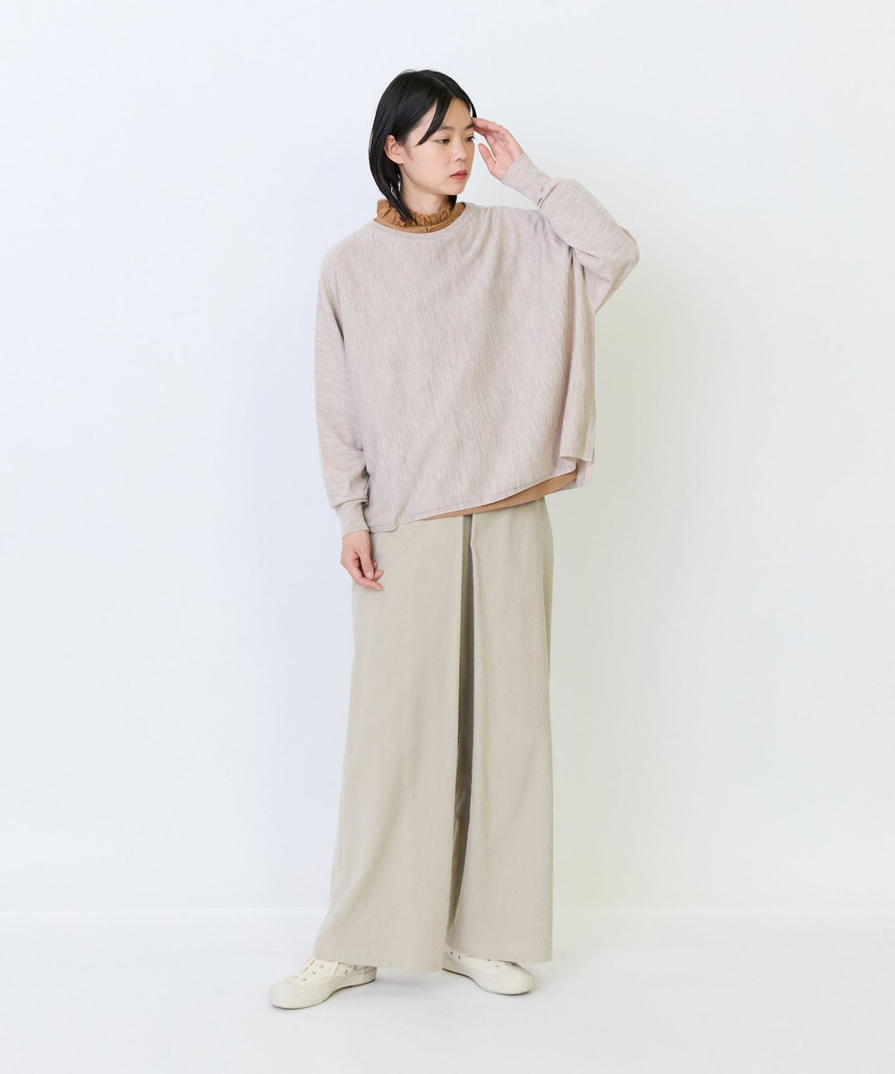 LOISIR ウール天竺ドルマンスリーブプルオーバー ベージュ