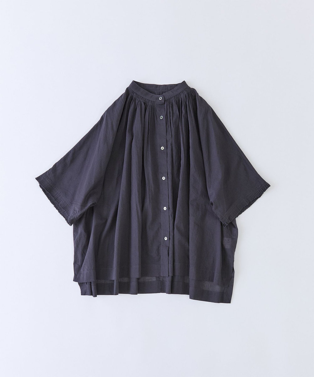 congés payés ADIEU TRISTESSE 【FAVE】インドコットンタックスリーブブラウス チャコールグレー