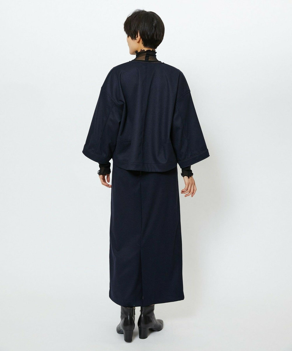 feerique feerique ウールライクニットツイルコクーンシルエットプルオーバー ネイビー