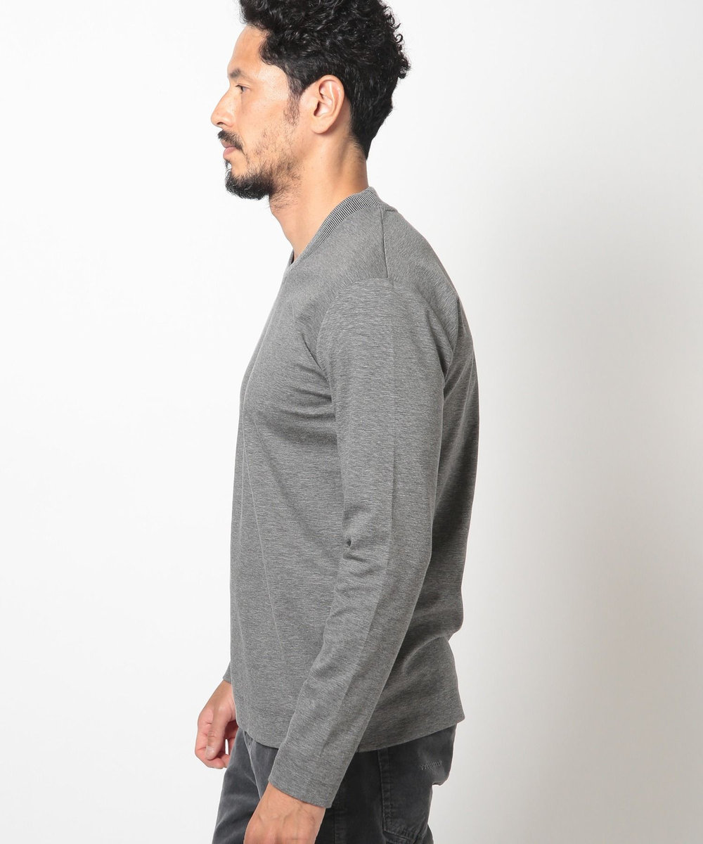 MEN'S BIGI 【ACTIVE TAILOR】シルケットスムースVネックロングTシャツ グレー