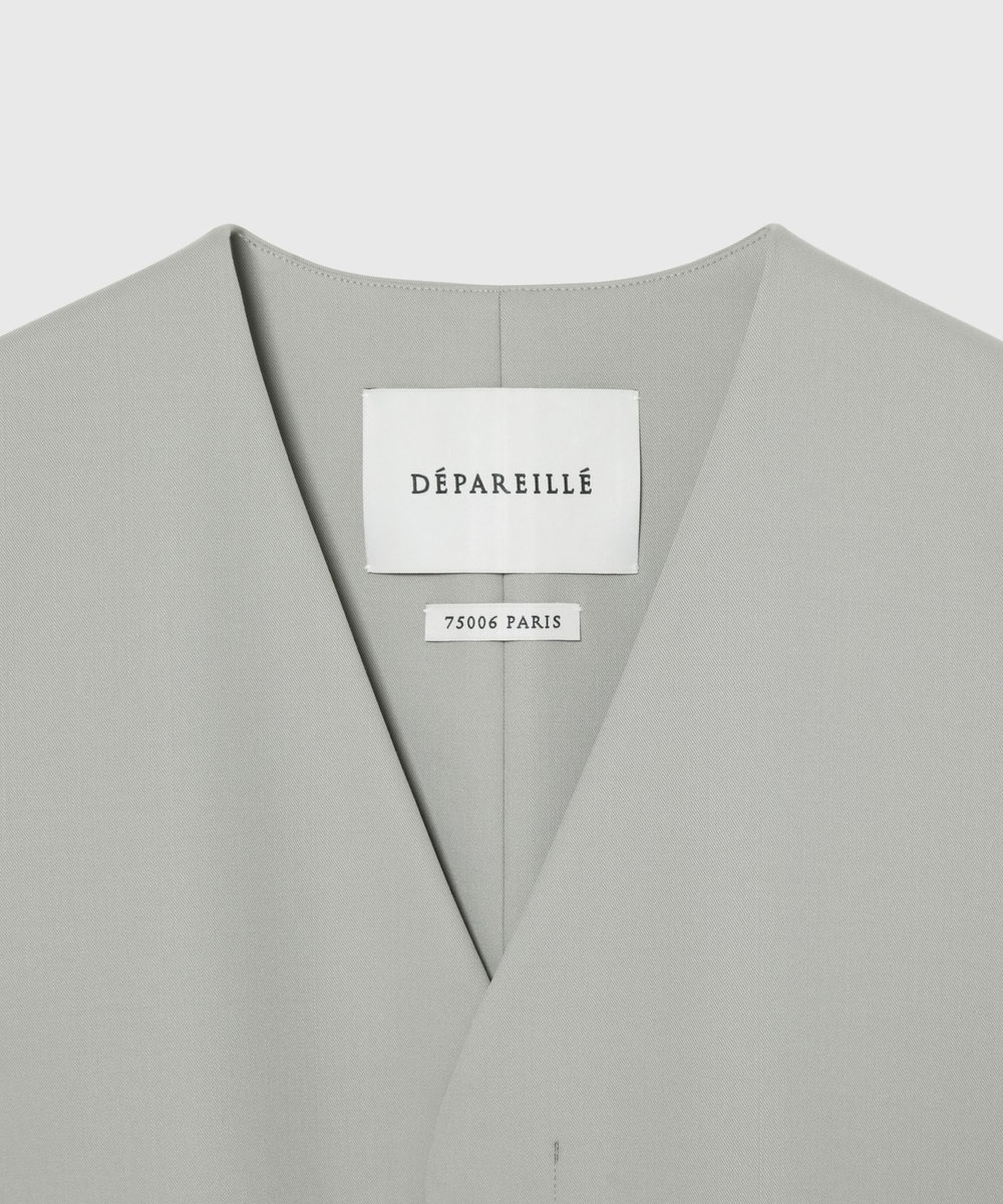 DÉPAREILLÉ WOOL NYLON GABARDINE GILET / ウールナイロンギャバジンジレ グレイッシュベージュ