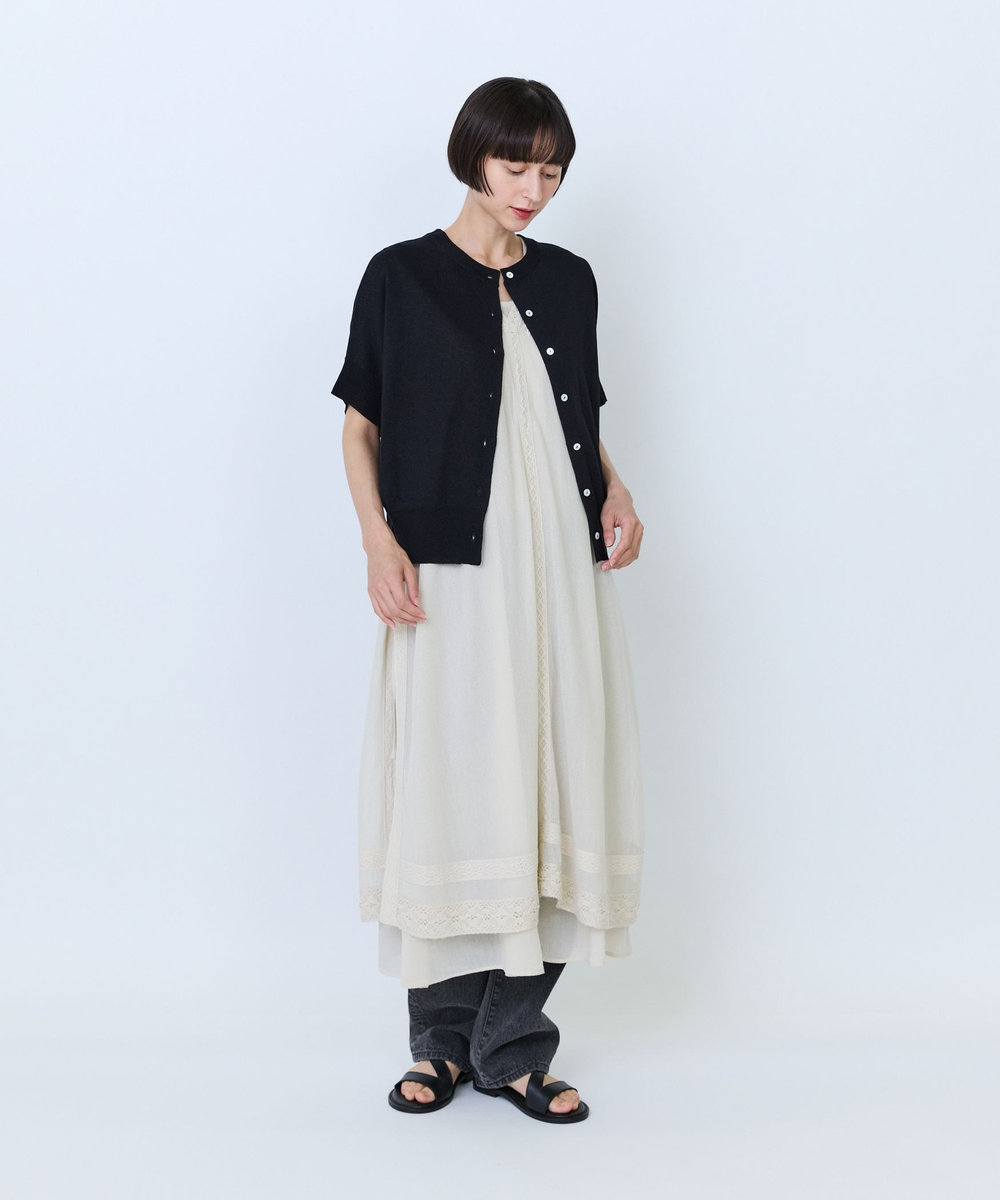 LOISIR 【2WAY】インドコットンチュール刺繍ワンピース ベージュ