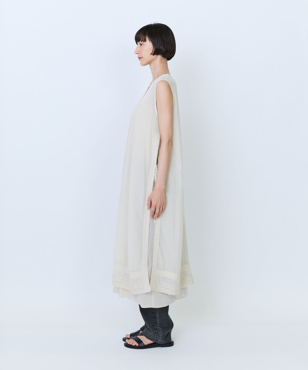 LOISIR 【2WAY】インドコットンチュール刺繍ワンピース ベージュ