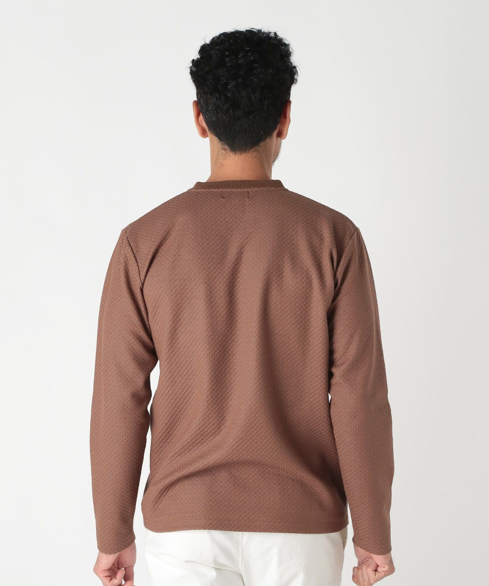 MEN'S BIGI フクレジャガード　クルーネックリブカットソー ブラウン