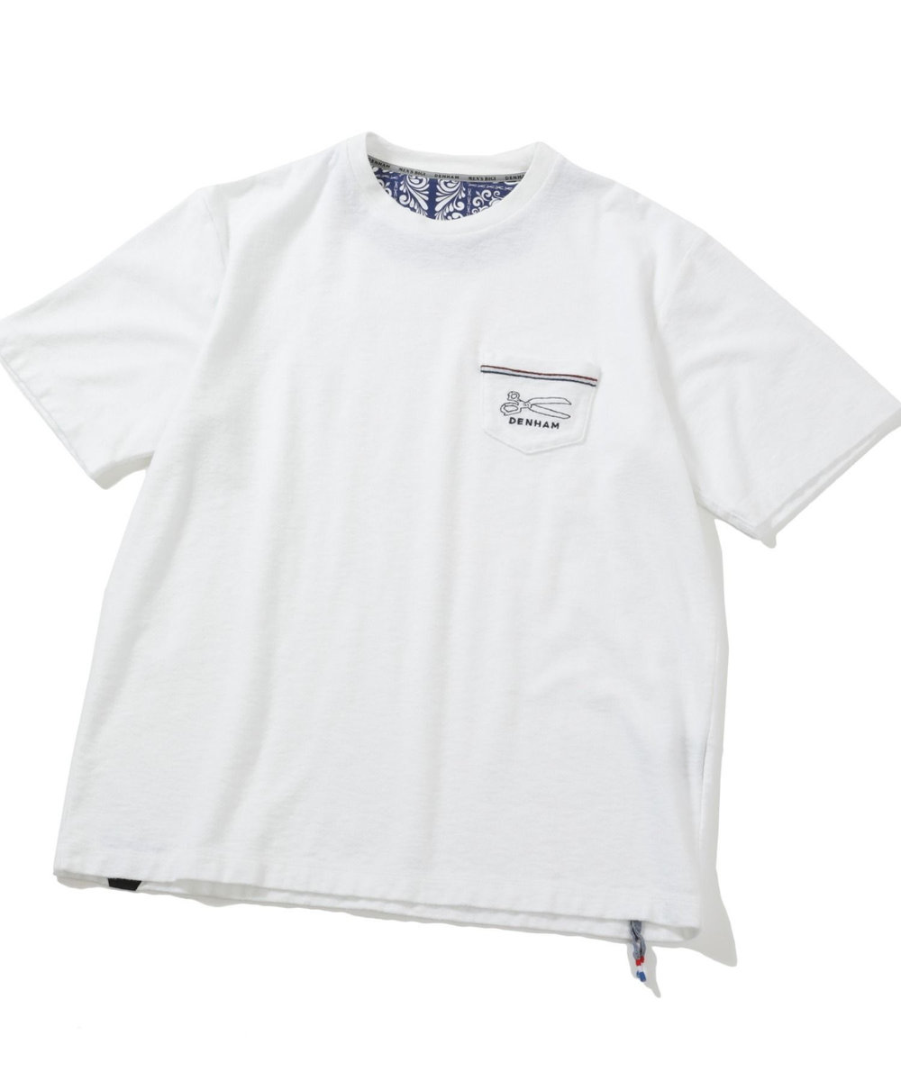MEN'S BIGI 【DENHAM/デンハム】オーガニック ミニパイルポケットＴシャツ ホワイト