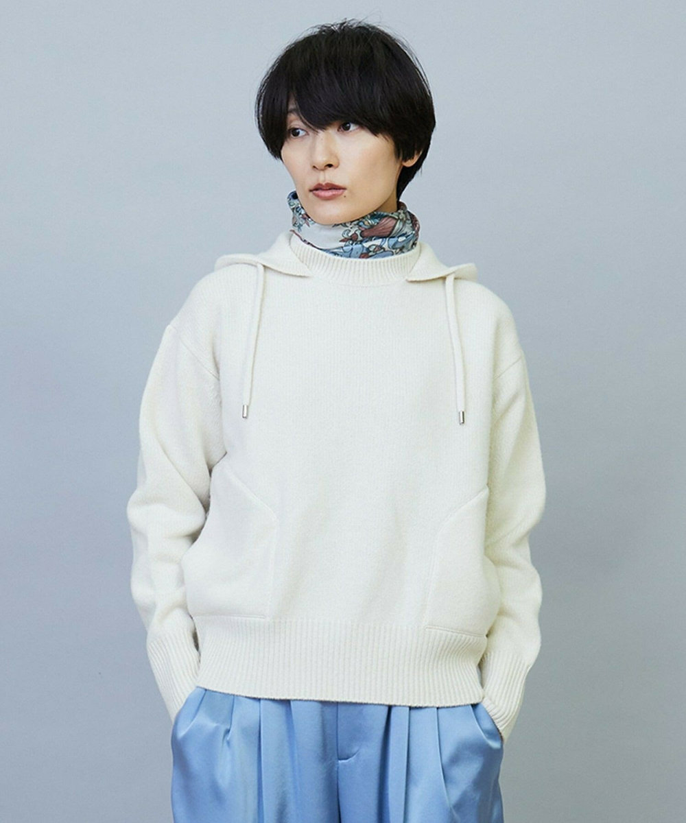 MOGA ANNUAL×MOGA　ウールカシミヤニットパーカー オフホワイト