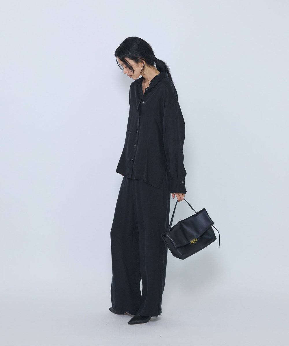1er Arrondissement キュプラフィブリルレギュラーカラーシャツ ブラック