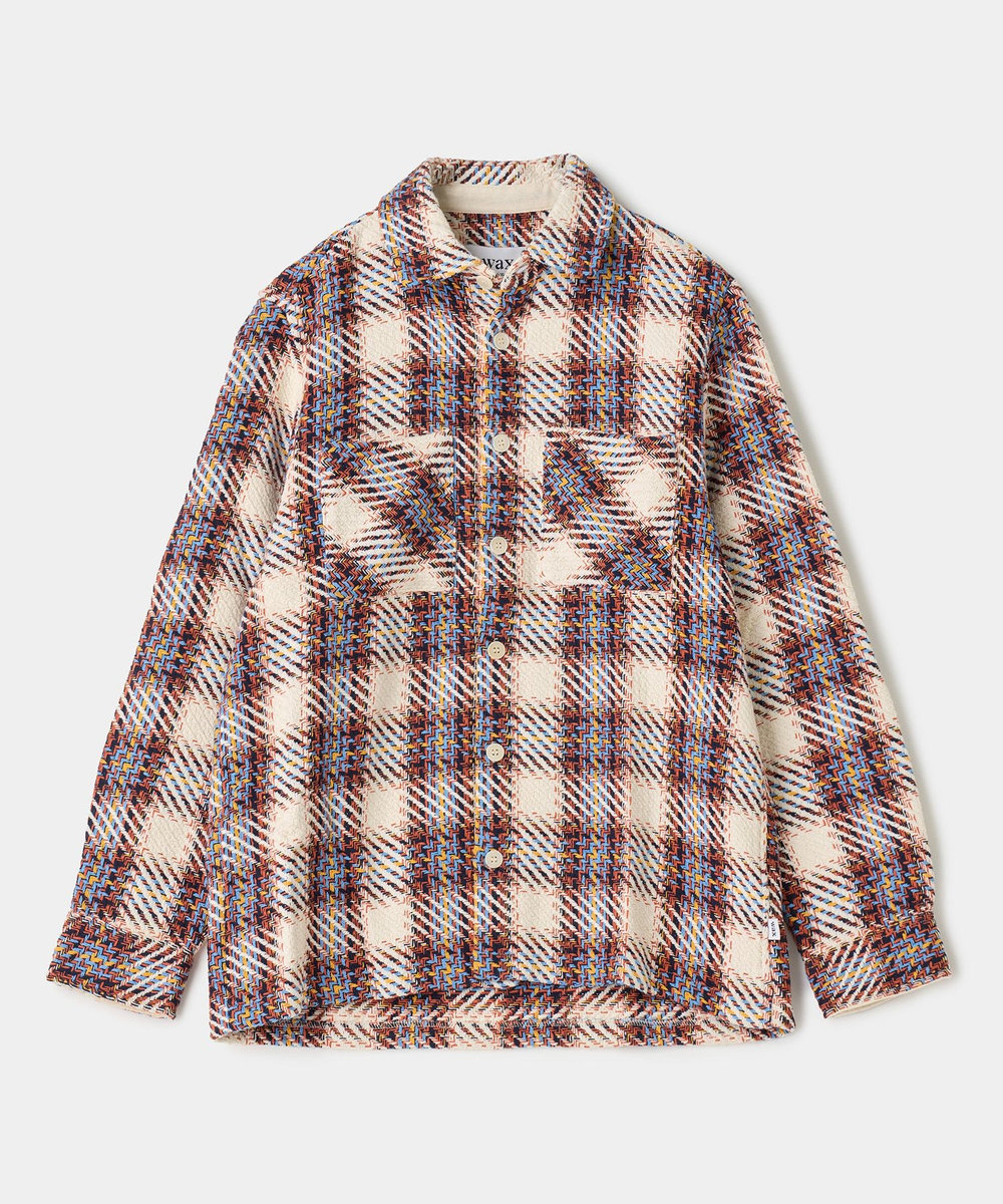 MEN'S BIGI wax london Whiting Ecru And Multicolour Bold Check Overshirt キナリ