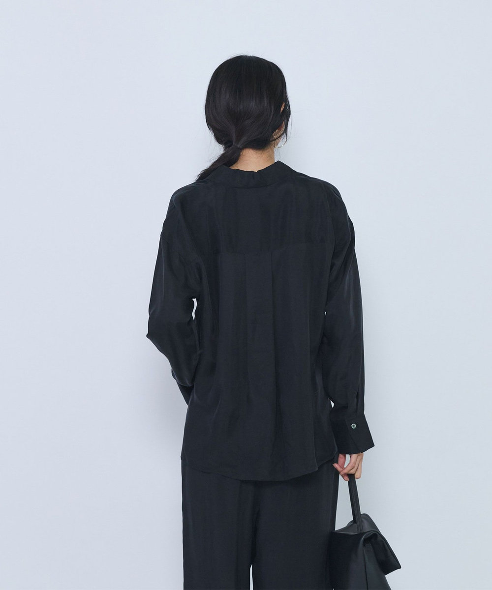 1er Arrondissement キュプラフィブリルレギュラーカラーシャツ ブラック