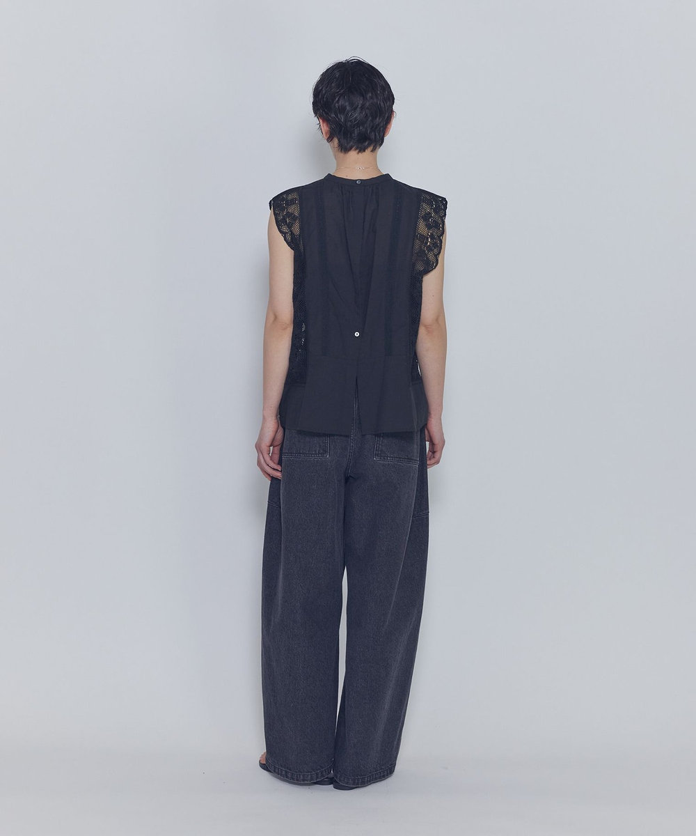 1er Arrondissement 【WEB限定】＜normment（ノーメント）＞ “MANNY LACE"ノースリーブブラウス ブラック