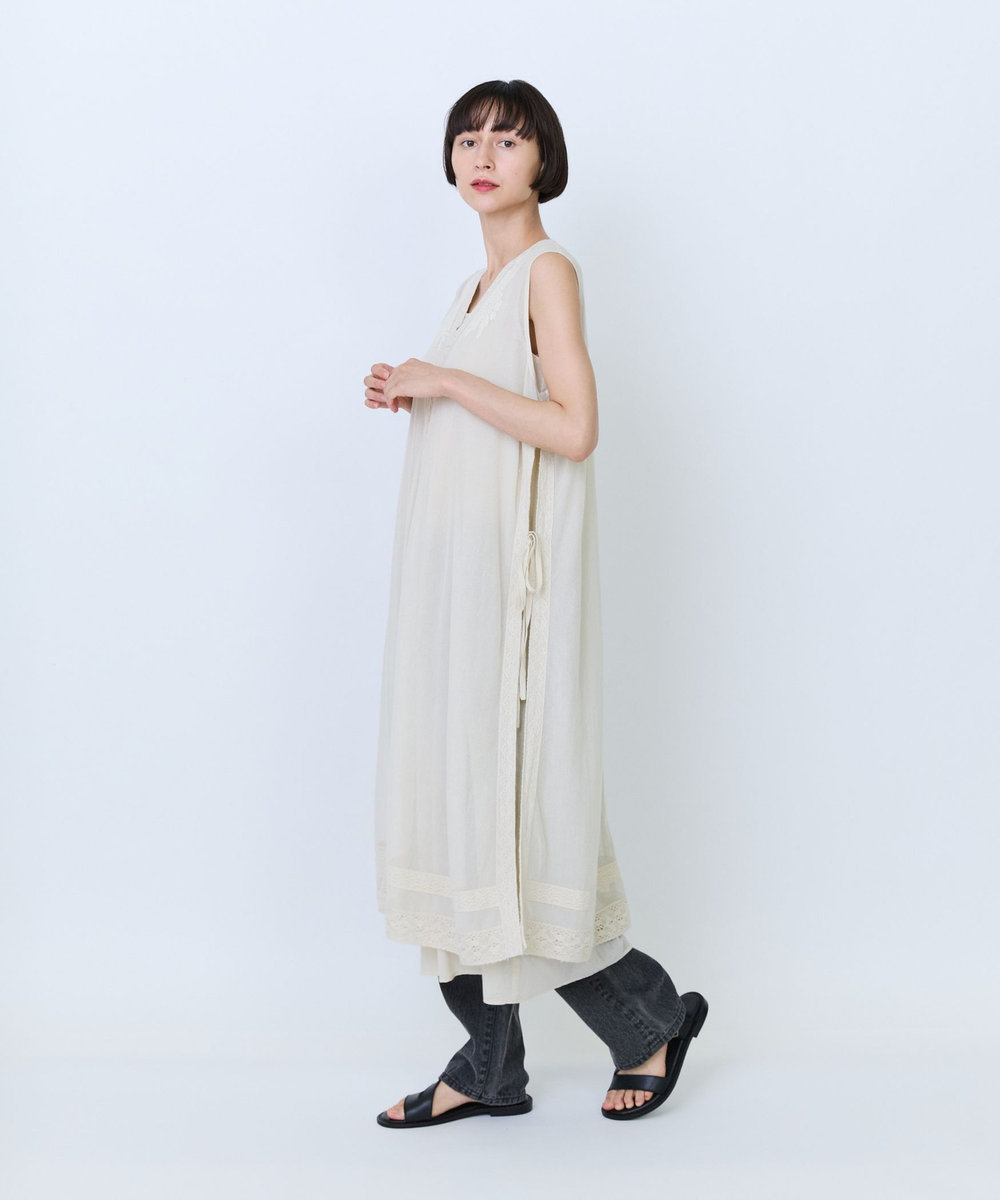 LOISIR 【2WAY】インドコットンチュール刺繍ワンピース ベージュ