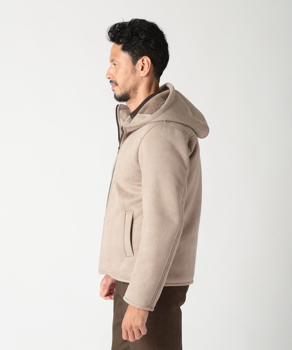 MEN'S BIGI テックレザームートンパーカー ベージュ