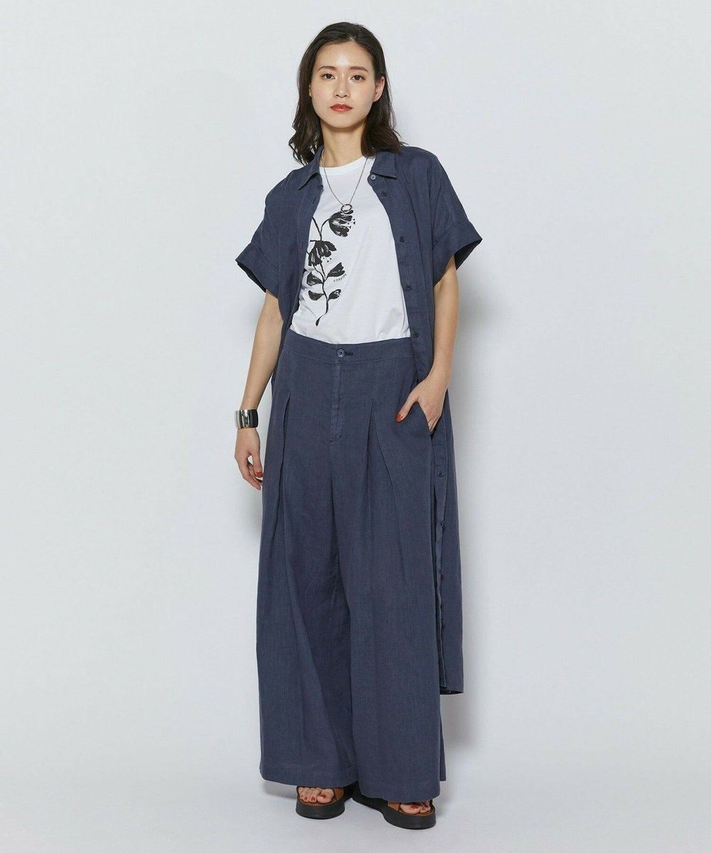 L'EQUIPE フラワー顔料プリントTシャツ ホワイト