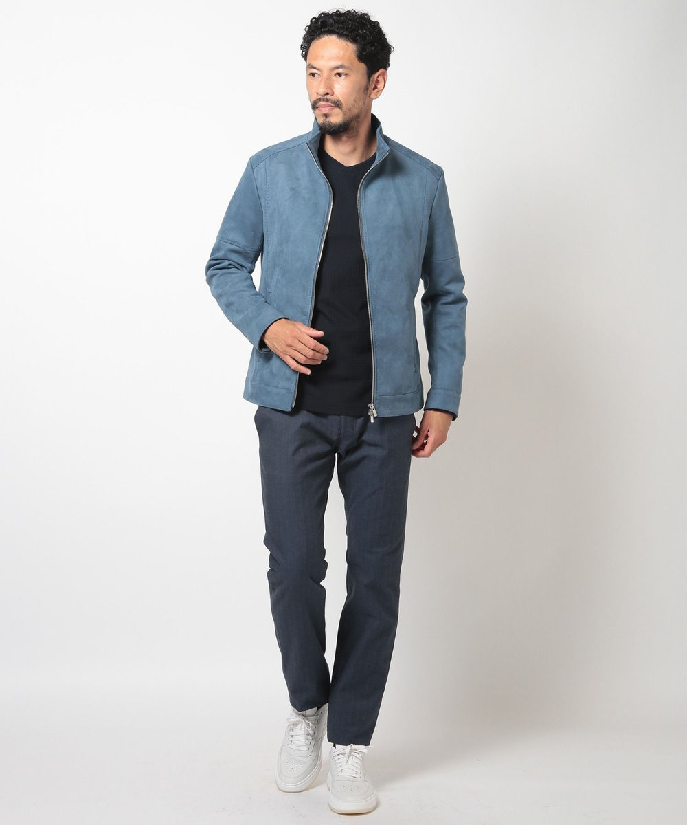 MEN'S BIGI フェイクスエードダンボールブルゾン ブルー