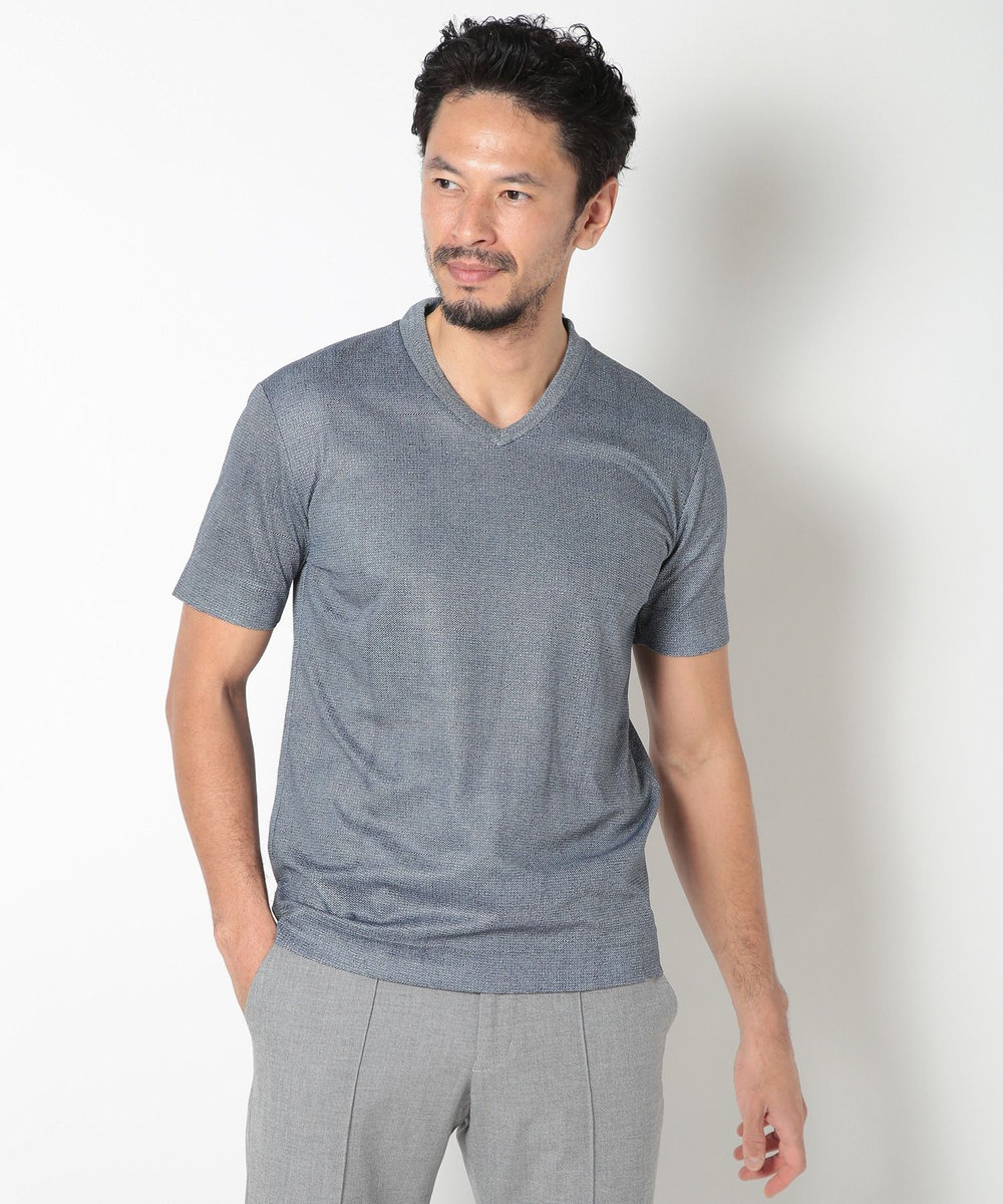 MEN'S BIGI 【ACTIVE TAILOR】COOLMAXツイルプリントジャージカットソー ブルー系その他