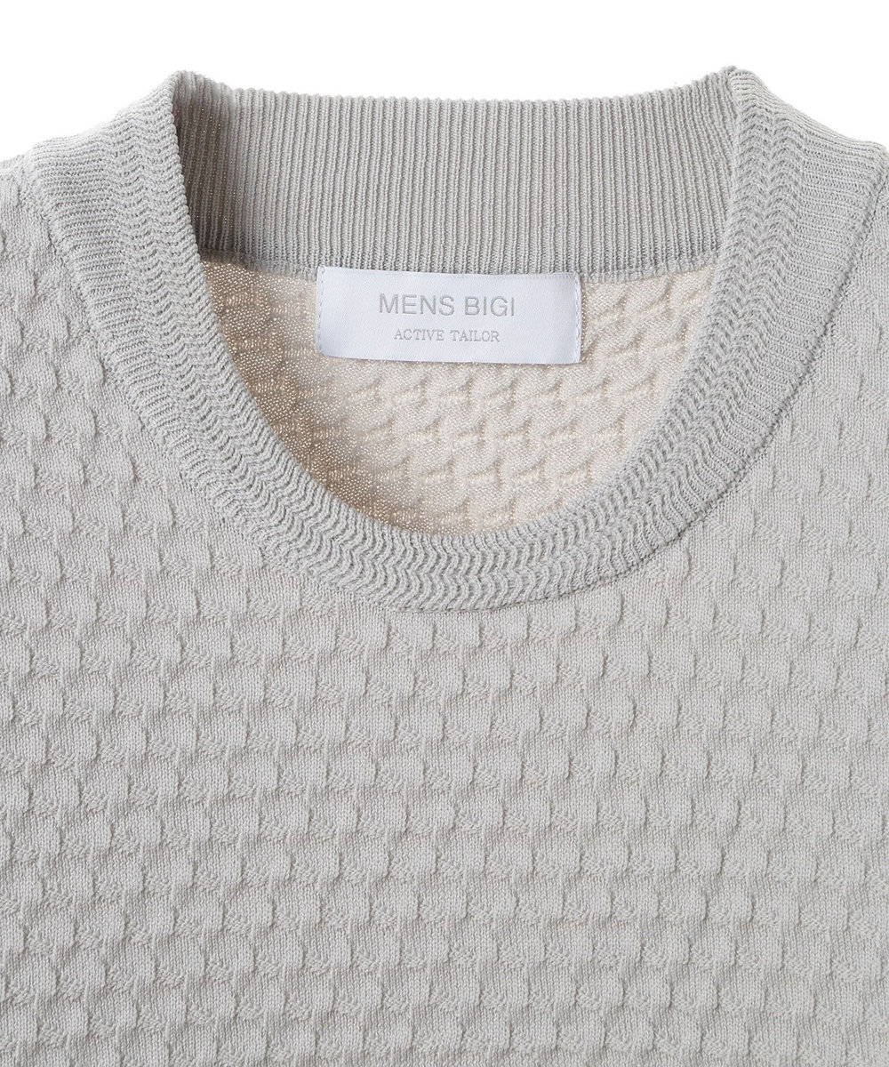 MEN'S BIGI ブリスターニットジャカードカットソー グレー
