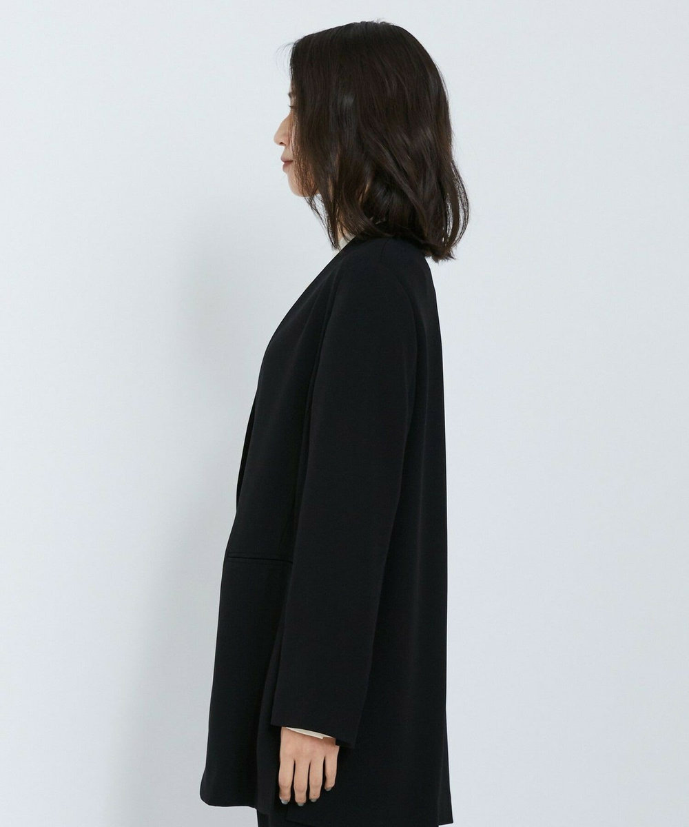 L'EQUIPE バックサテンノーカラージャケット ブラック