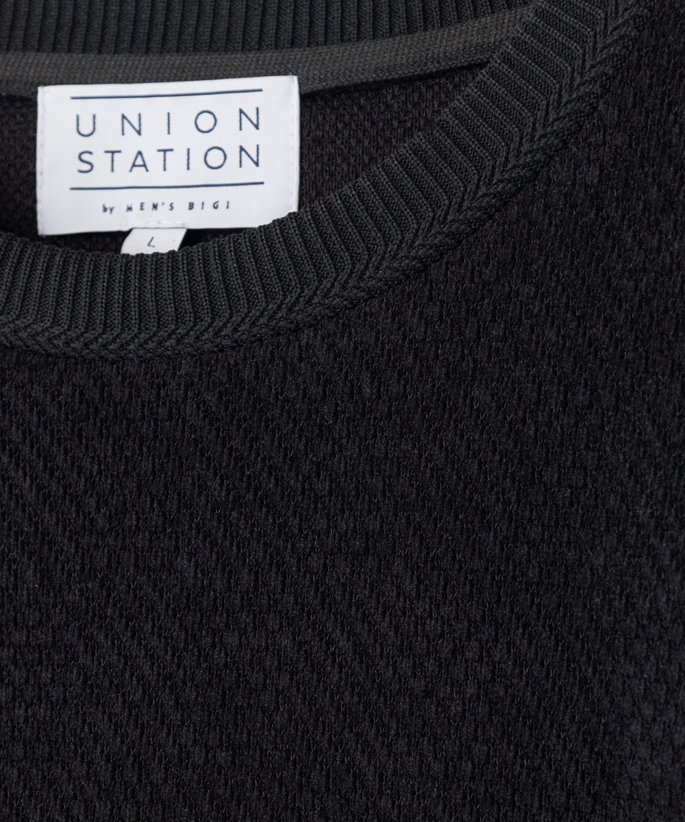 UNION STATION モールジャガードクルーネックカットソー ブラック