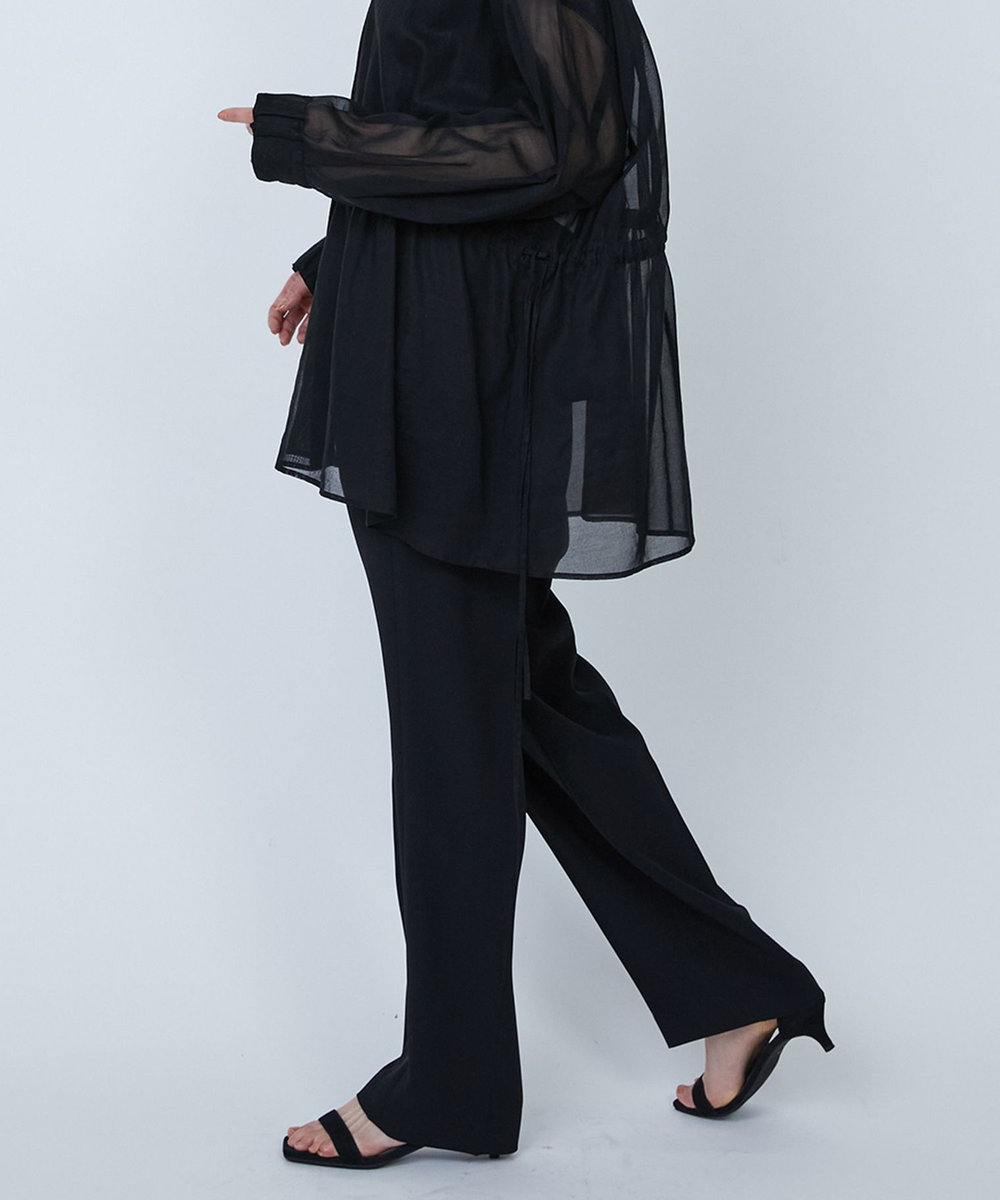 1er Arrondissement バックサテンジョーゼットパンツ ブラック
