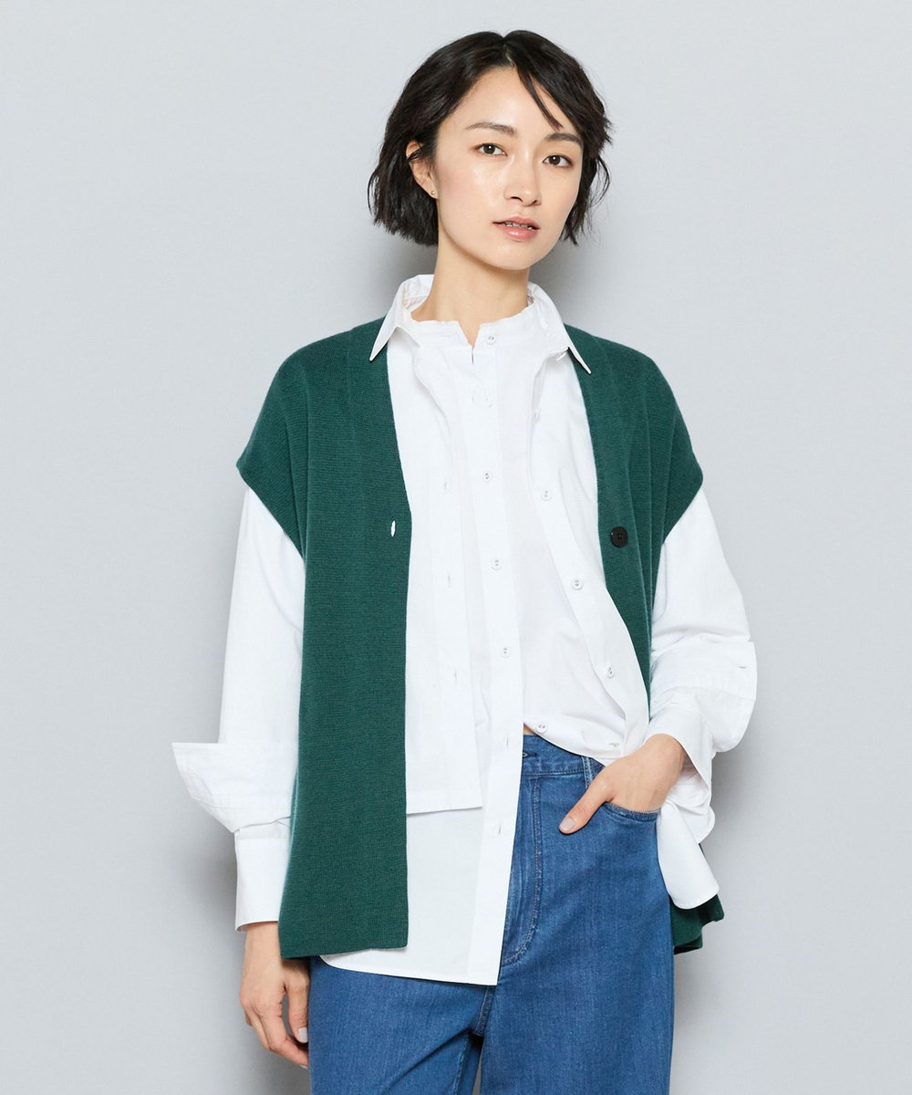 L'EQUIPE GREEN ECOキュプラウールニットジレ グリーン