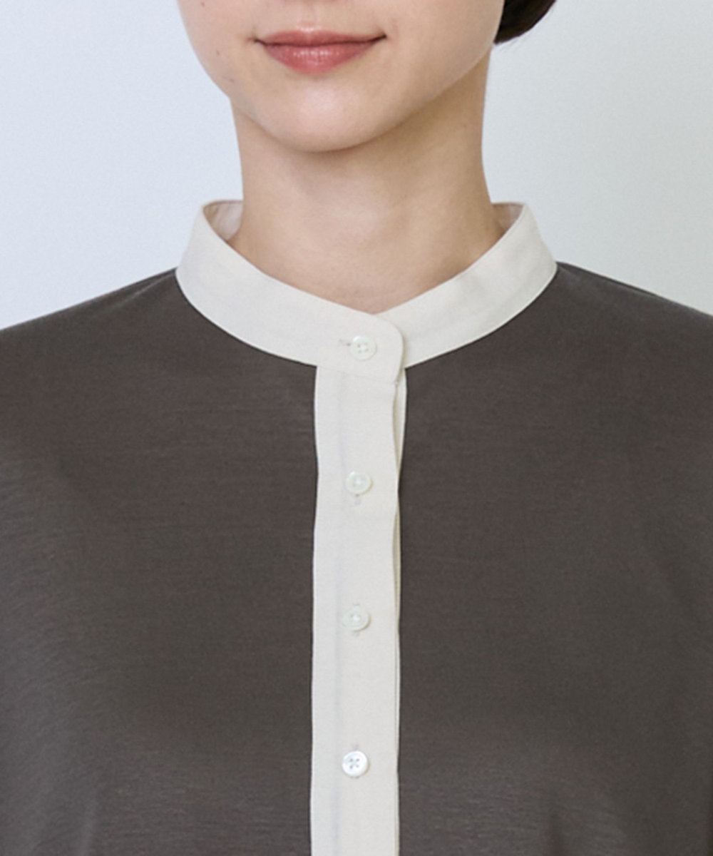 LOISIR リヨセル天竺カーディガンTシャツ カーキ