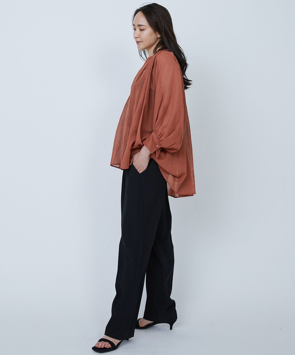 1er Arrondissement バックサテンジョーゼットパンツ ブラック