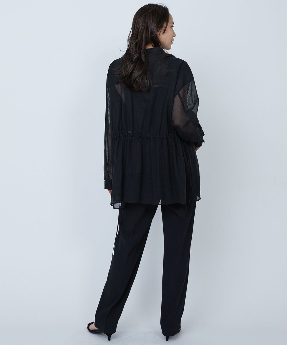 1er Arrondissement バックサテンジョーゼットパンツ ブラック