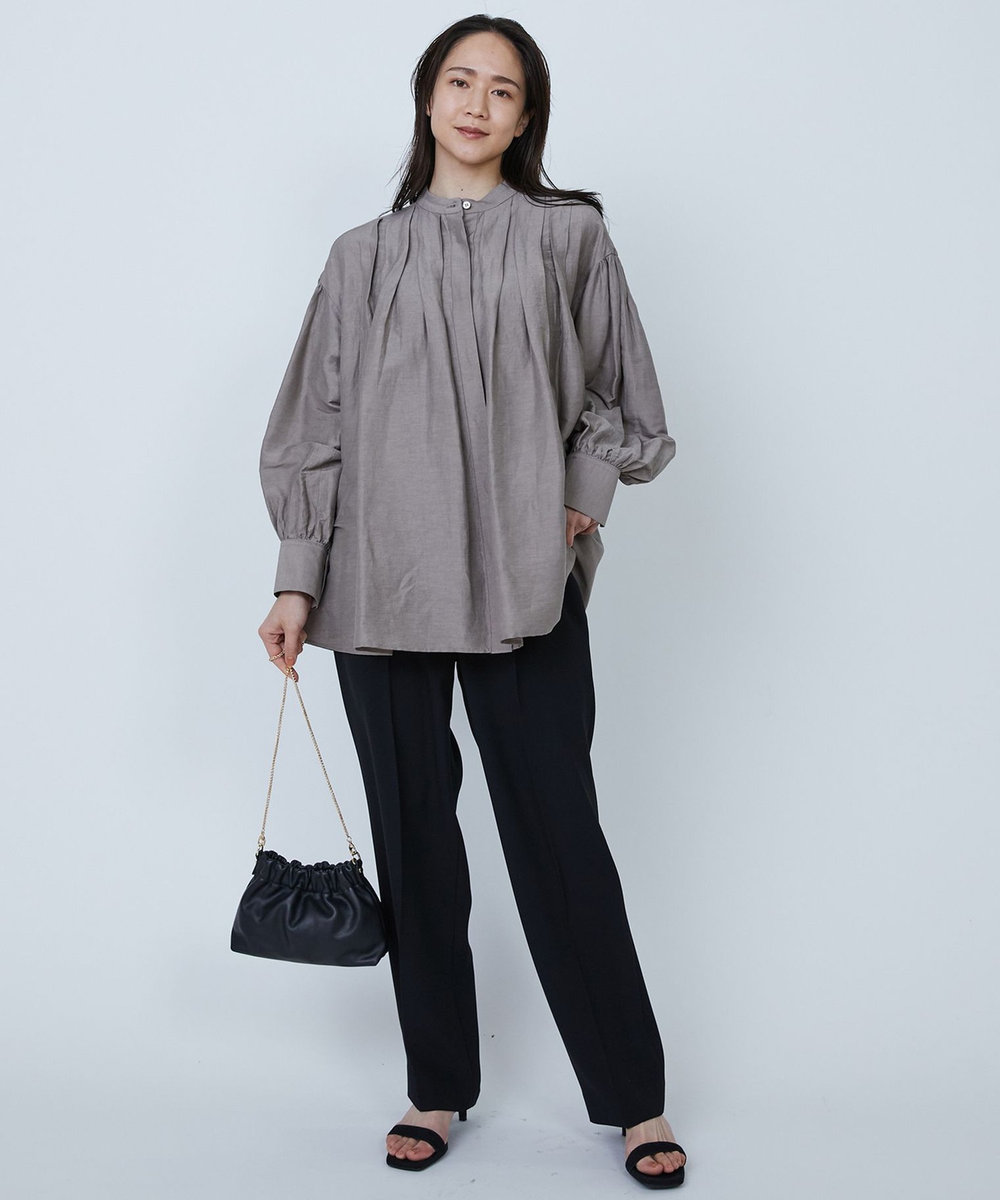 1er Arrondissement バックサテンジョーゼットパンツ ブラック