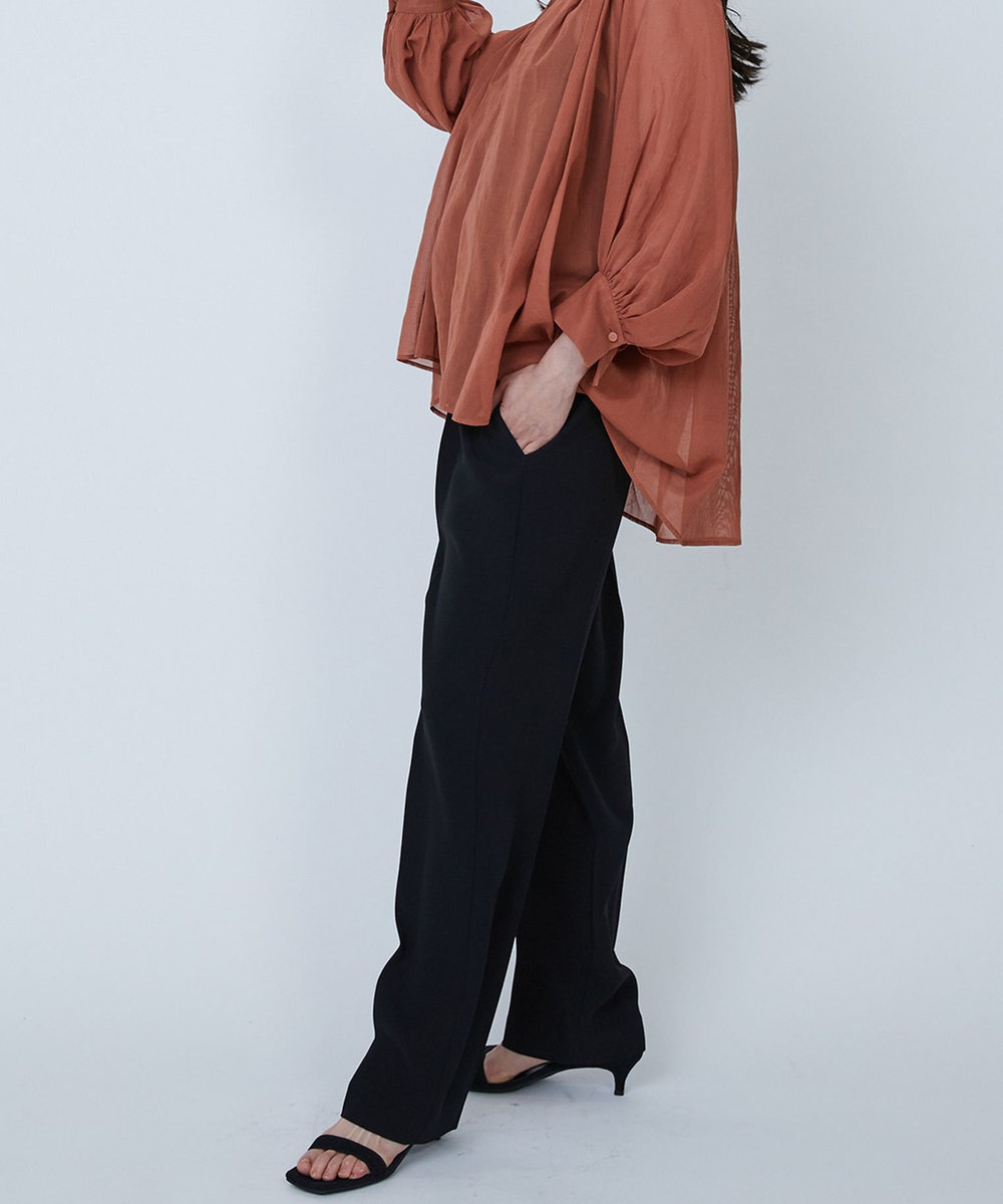 1er Arrondissement バックサテンジョーゼットパンツ ブラック