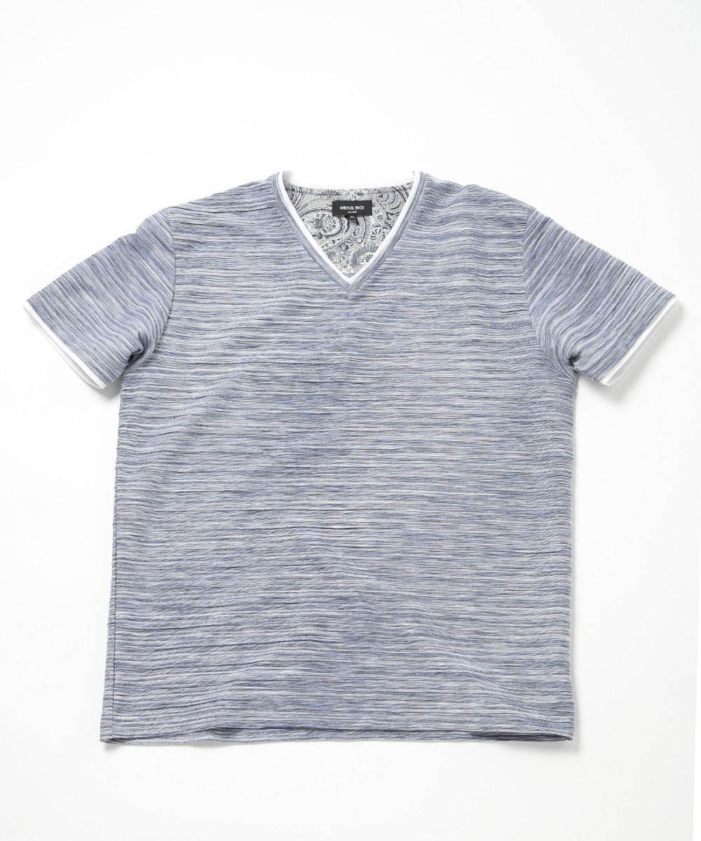 MEN'S BIGI 吸水速乾(ABS加工)スラブタックVネックカットソー ネイビー