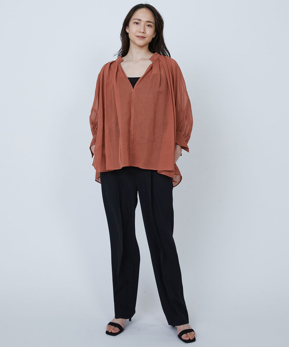 1er Arrondissement バックサテンジョーゼットパンツ ブラック
