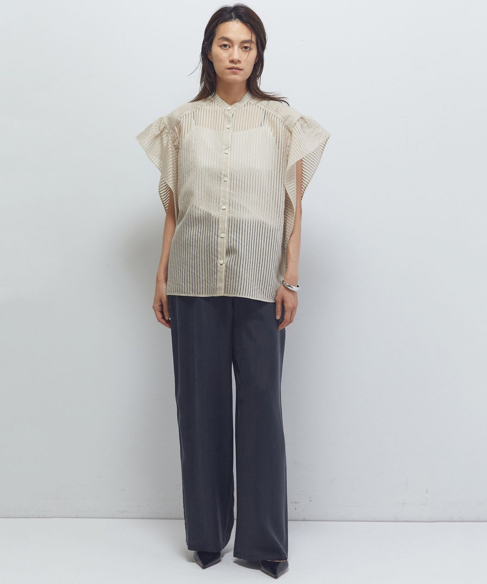 1er Arrondissement シアーストライプブラウス ベージュ