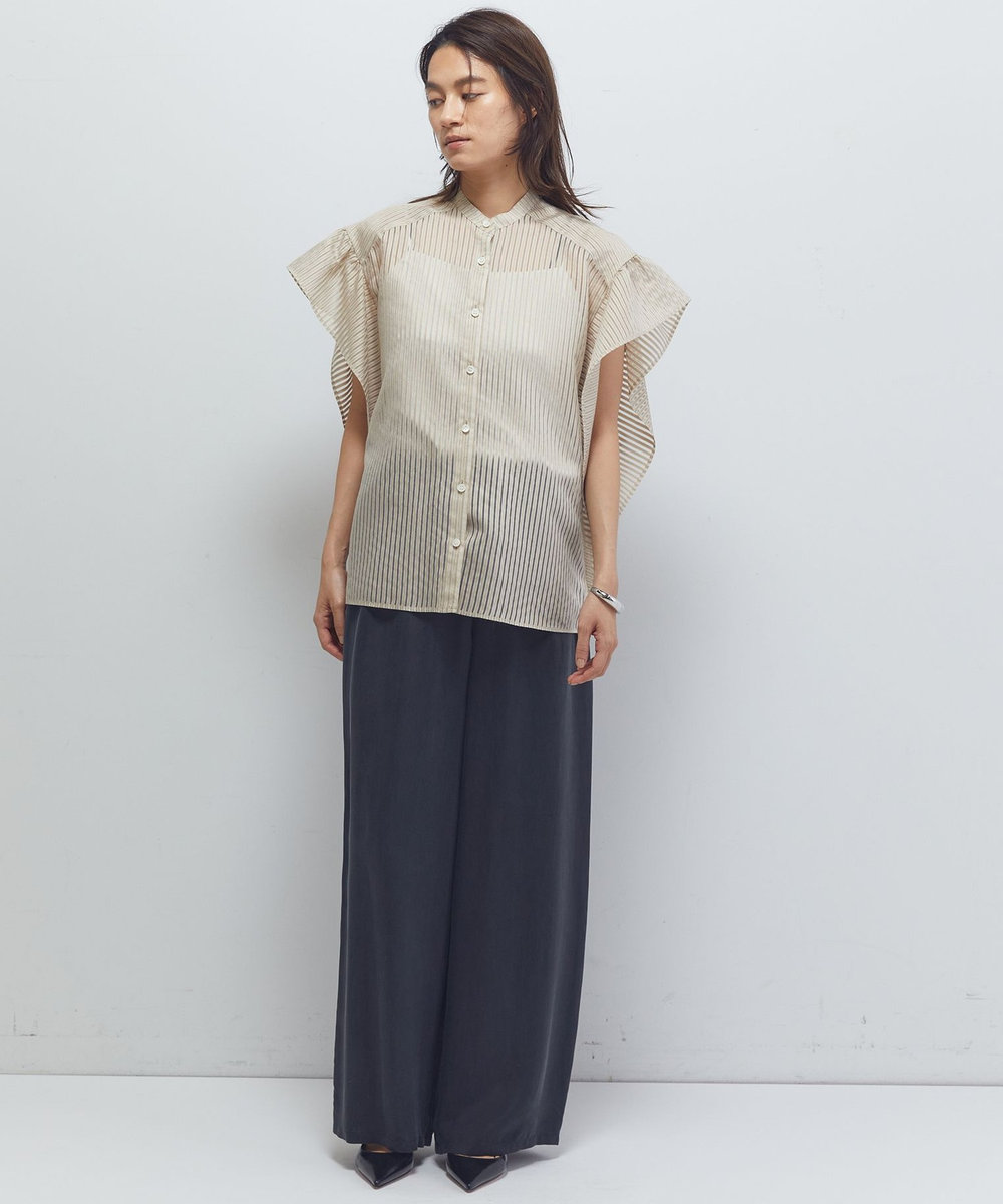 1er Arrondissement シアーストライプブラウス ベージュ