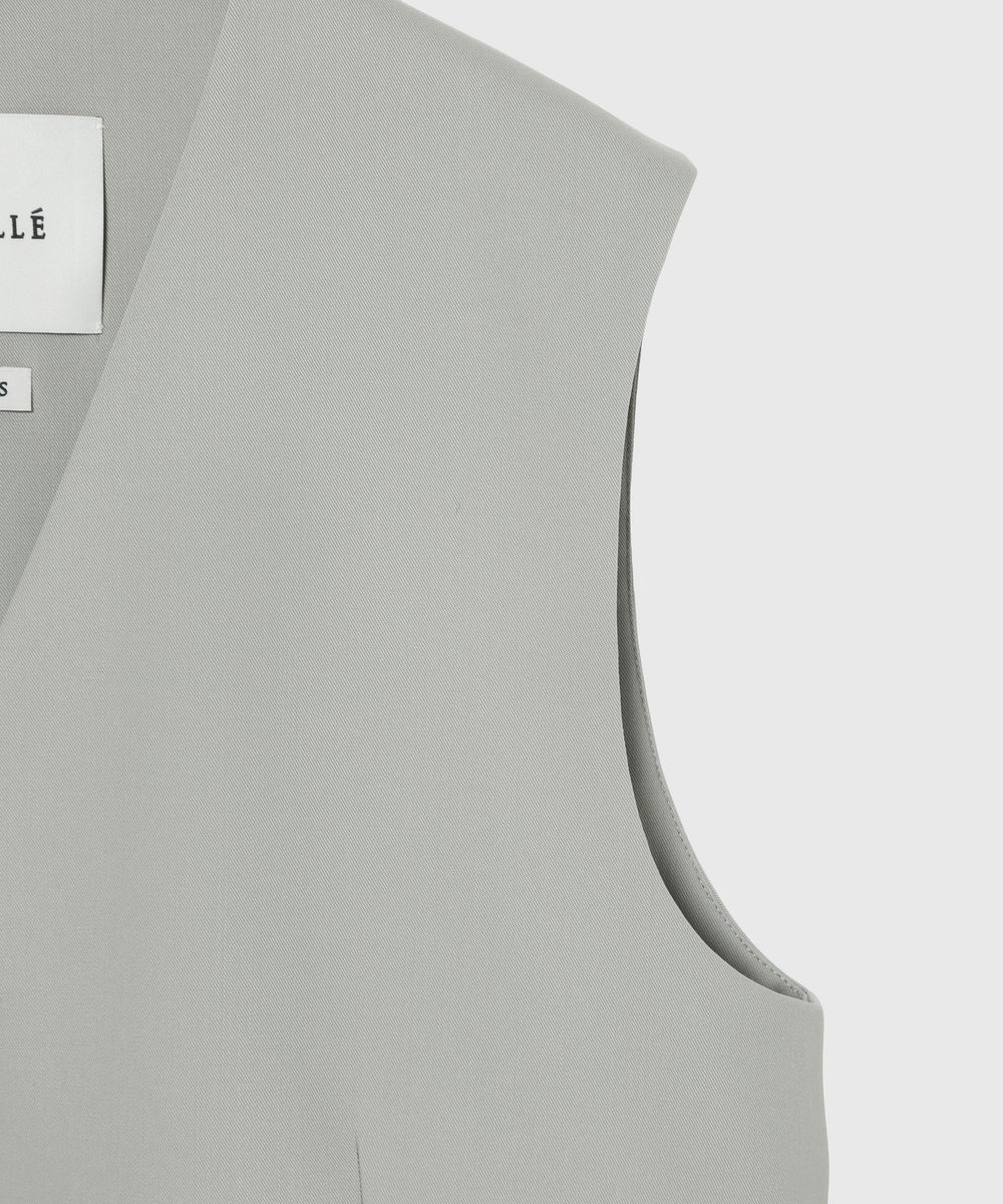 DÉPAREILLÉ WOOL NYLON GABARDINE GILET / ウールナイロンギャバジンジレ グレイッシュベージュ