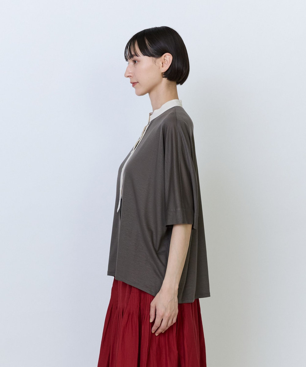 LOISIR リヨセル天竺カーディガンTシャツ カーキ