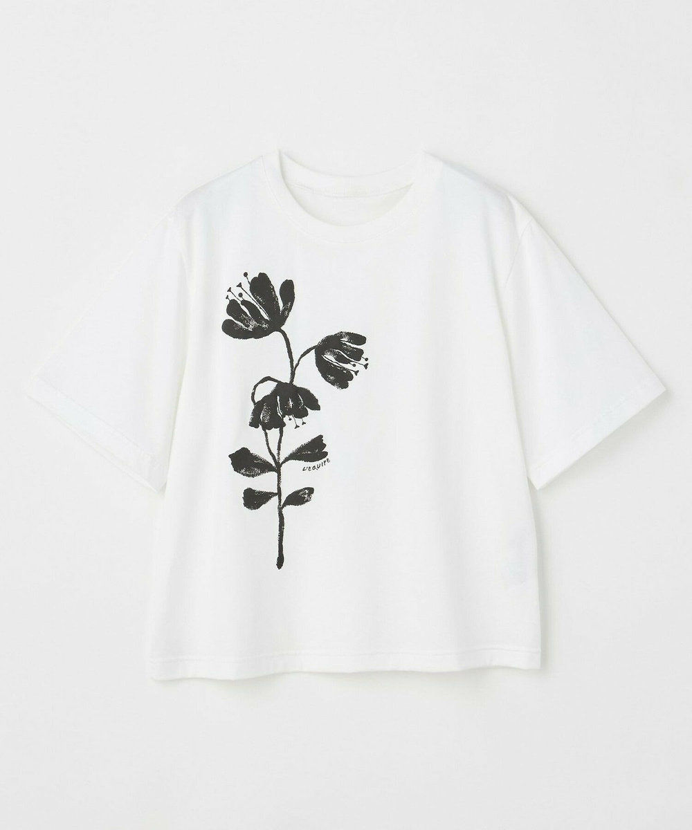 L'EQUIPE フラワー顔料プリントTシャツ ホワイト