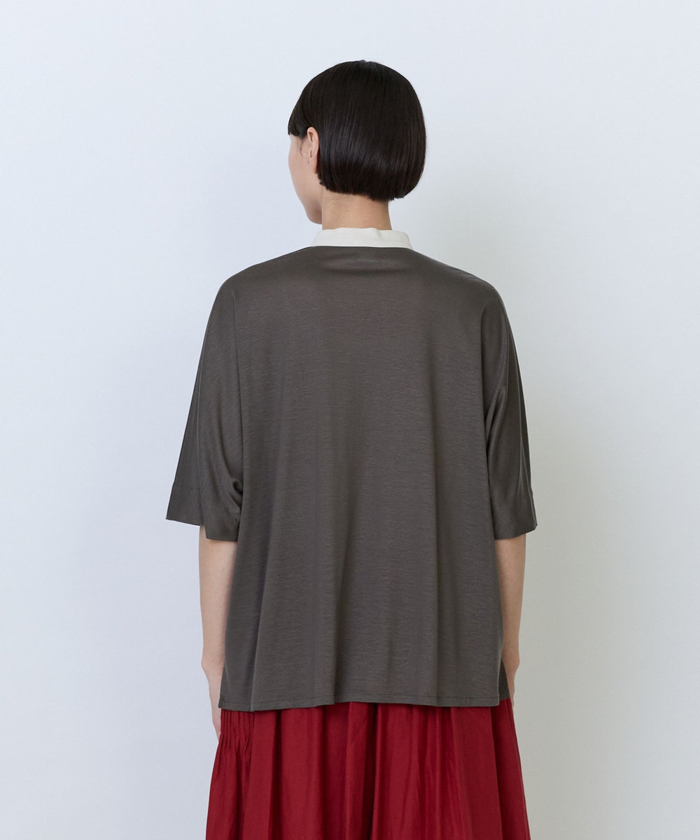 LOISIR リヨセル天竺カーディガンTシャツ カーキ