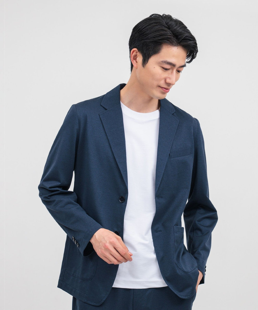 MEN'S BIGI Begin6月号掲載【COVEROSS W/カバロスダブル】別注 リカバリーセットアップジャケット＜血行促進/抗酸化作用/遠赤外線効果/ストレッチ＞ ネイビー