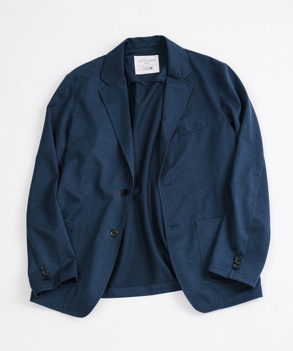 MEN'S BIGI Begin6月号掲載【COVEROSS W/カバロスダブル】別注 リカバリーセットアップジャケット＜血行促進/抗酸化作用/遠赤外線効果/ストレッチ＞ ネイビー