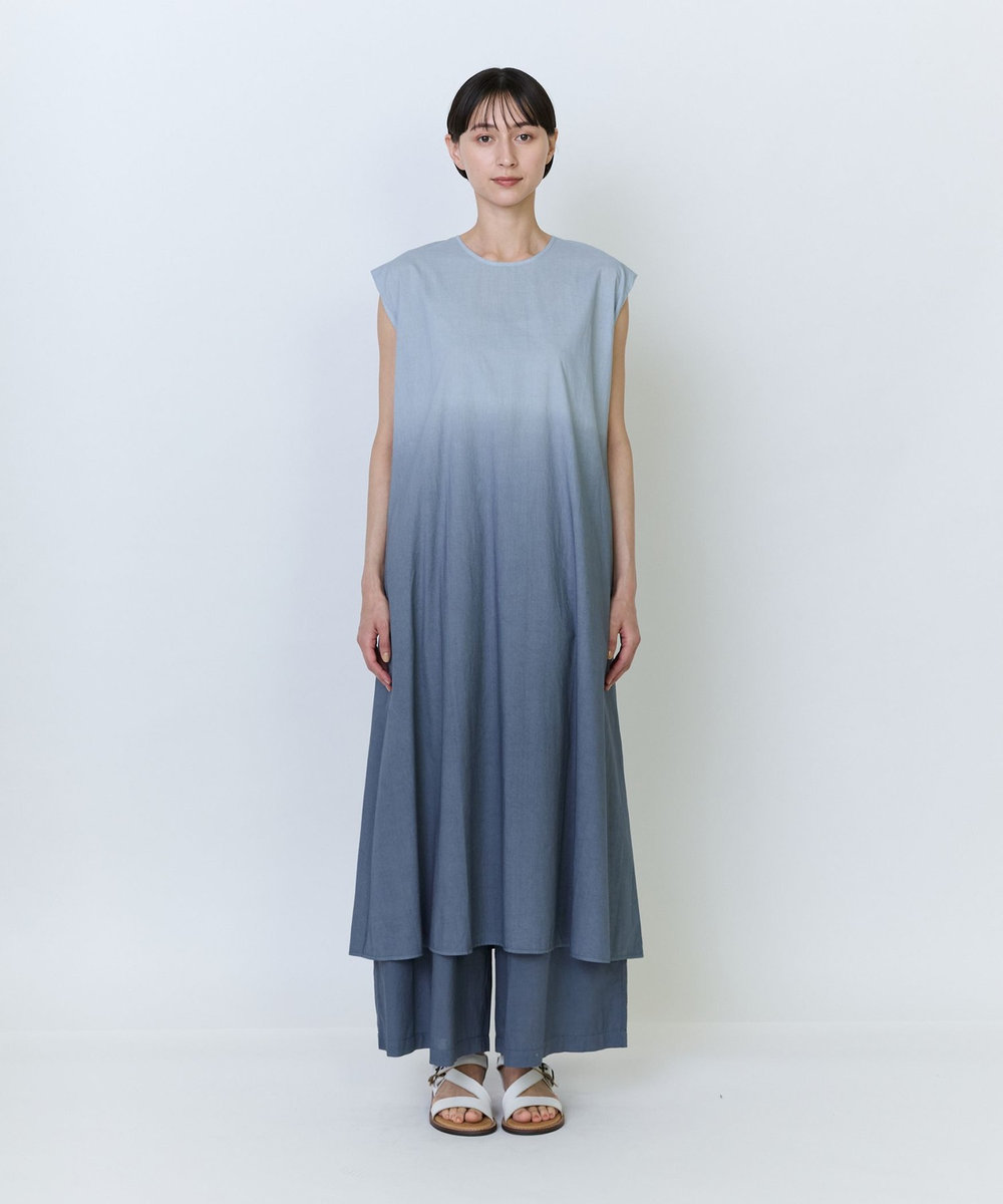 LOISIR インドコットンボイルハンド段染めワンピース ブルー系その他