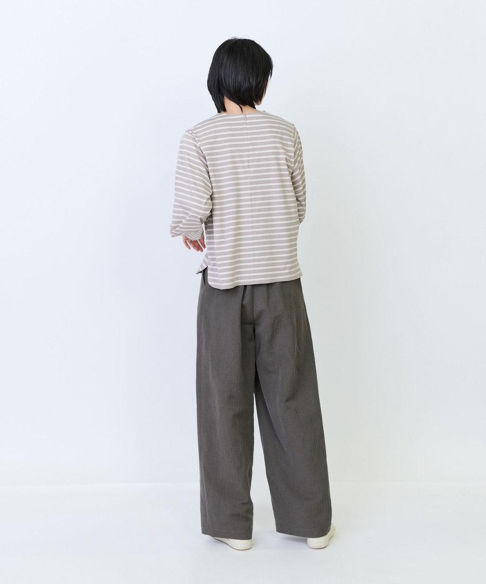 LOISIR コットン天竺無地・ボーダーボトルスリーブプルオーバー ベージュ系その他