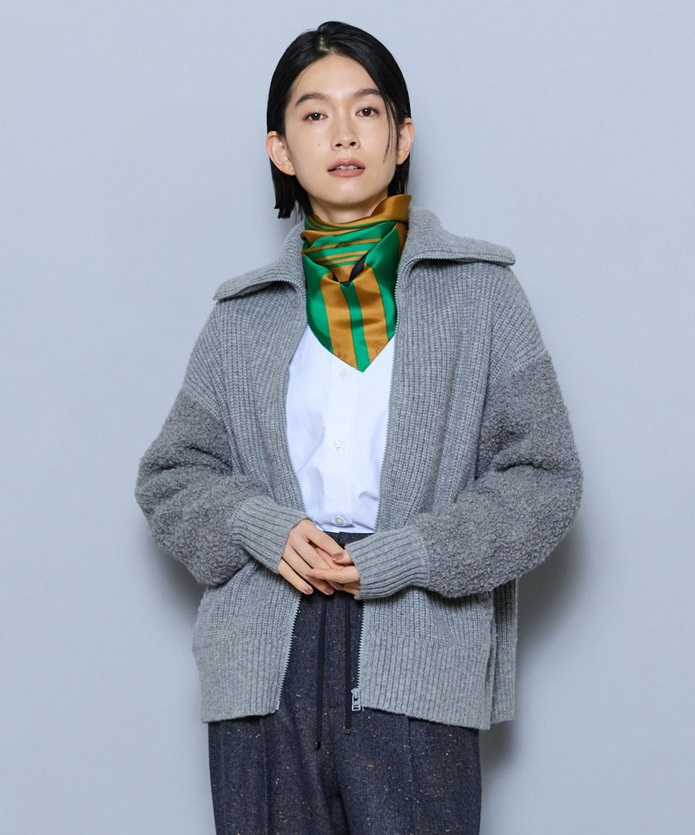 MOGA 畦×ビッグループハイネックブルゾン グレー