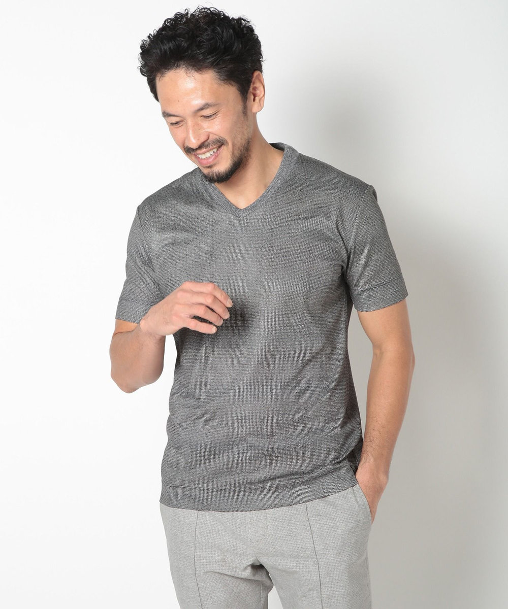 MEN'S BIGI 【ACTIVE TAILOR】COOLMAXツイルプリントジャージカットソー ブラック系その他