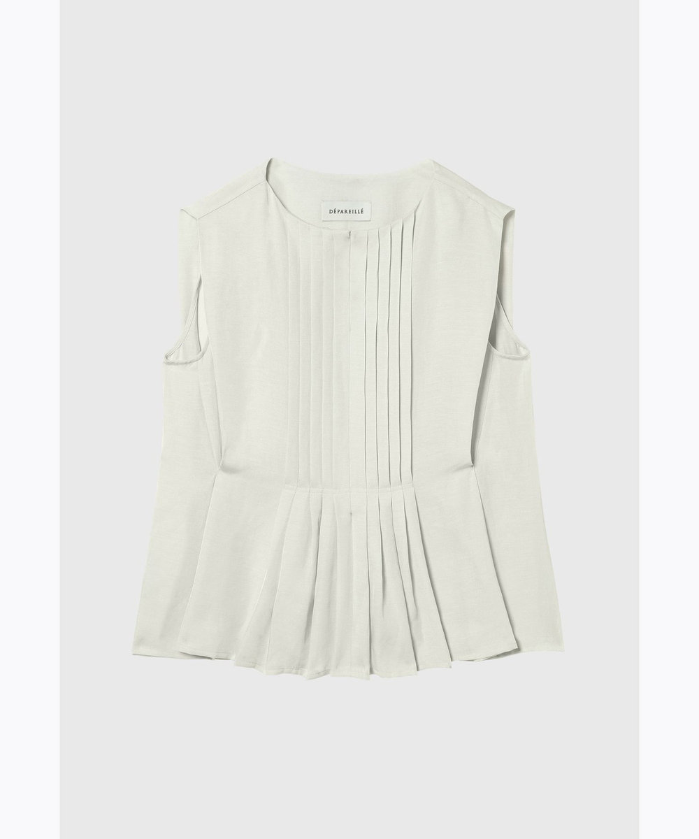 DÉPAREILLÉ TWILL WASHER TUCK NO SLEEVE BLOUSE / ツイルワッシャータックノースリーブブラウス ベージュ